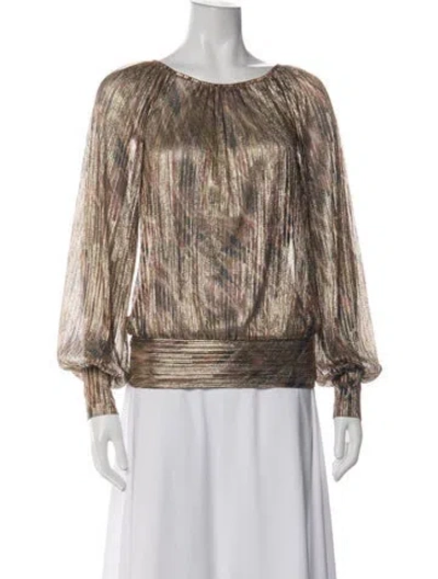 Pre-owned Ramy Brook Printed Crew Neck Blouse In Multicolor