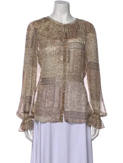 Pre-owned Ramy Brook Printed Crew Neck Blouse W/ Tags In Neutral