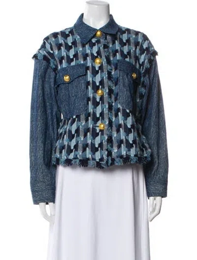 Pre-owned Ramy Brook Printed Denim Jacket In Blue