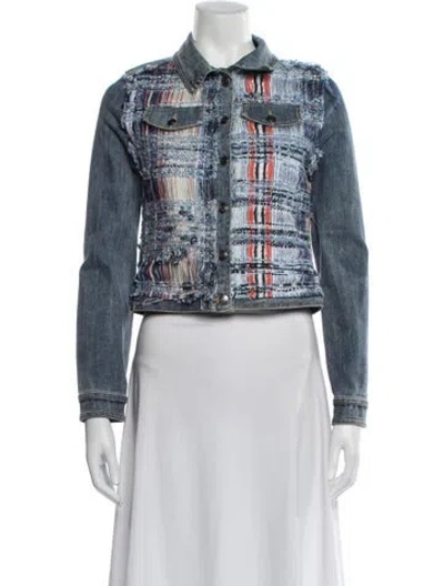 Pre-owned Ramy Brook Printed Denim Jacket In Blue