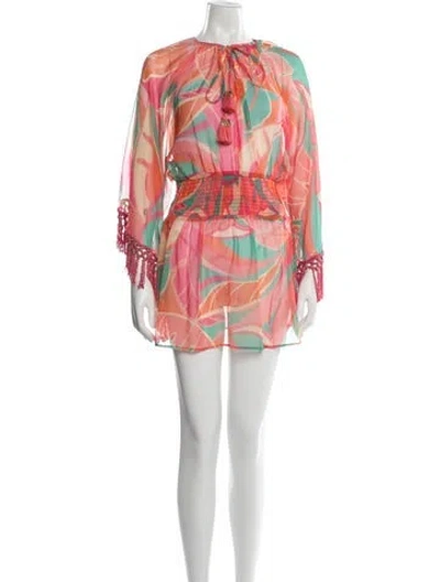 Pre-owned Ramy Brook Printed Glitter Accents Cover-up In Orange