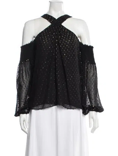 Pre-owned Ramy Brook Printed Halterneck Blouse In Black