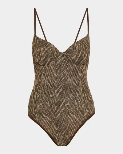 Ramy Brook Printed Jayda One-piece Swimsuit In Brown