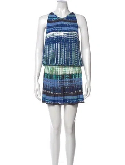 Pre-owned Ramy Brook Printed Knee-length Dress In Blue