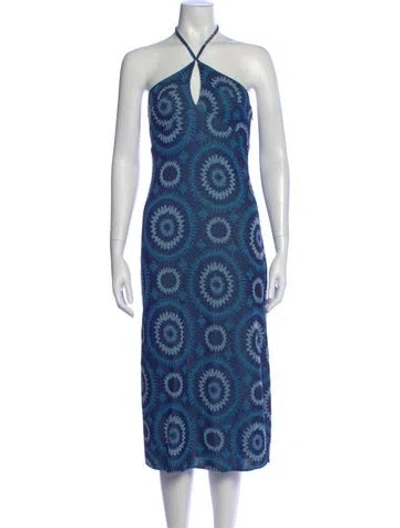 Pre-owned Ramy Brook Printed Knee-length Dress In Blue