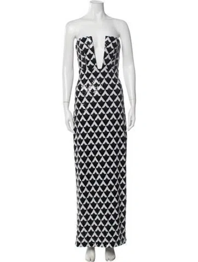 Pre-owned Ramy Brook Printed Long Dress In Black