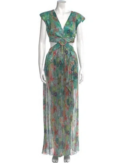 Pre-owned Ramy Brook Printed Long Dress In Green