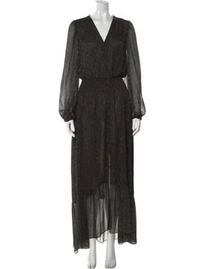 Pre-owned Ramy Brook Printed Long Dress In Green
