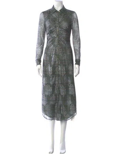 Pre-owned Ramy Brook Printed Long Dress In Green