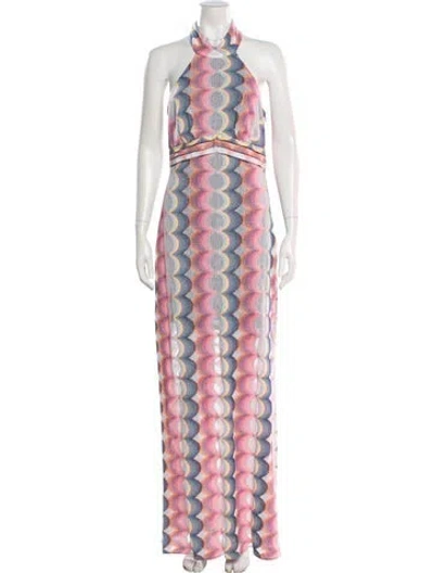 Pre-owned Ramy Brook Printed Long Dress In Pink