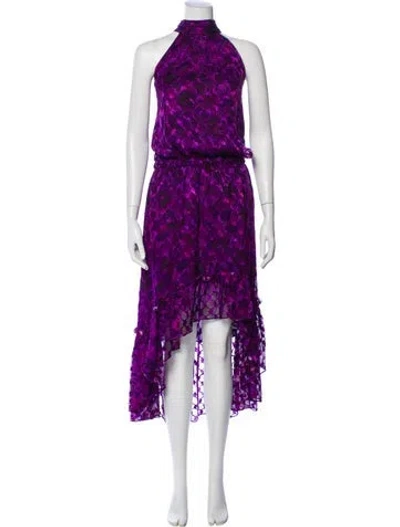 Pre-owned Ramy Brook Printed Long Dress In Purple