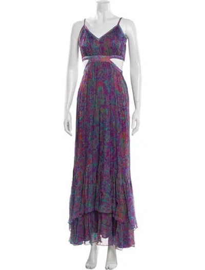 Pre-owned Ramy Brook Printed Long Dress In Purple
