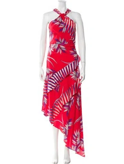 Pre-owned Ramy Brook Printed Long Dress In Red