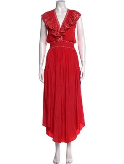 Pre-owned Ramy Brook Printed Long Dress In Red