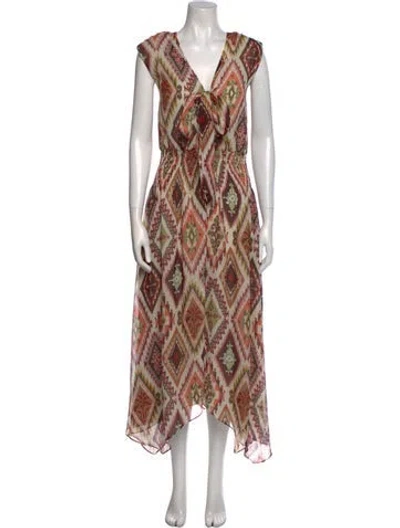 Pre-owned Ramy Brook Printed Long Dress W/ Tags In Multi