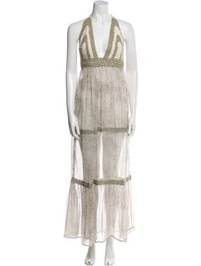 Pre-owned Ramy Brook Printed Long Dress W/ Tags In Neutral
