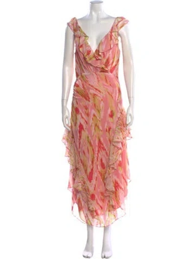 Pre-owned Ramy Brook Printed Long Dress W/ Tags In Pink