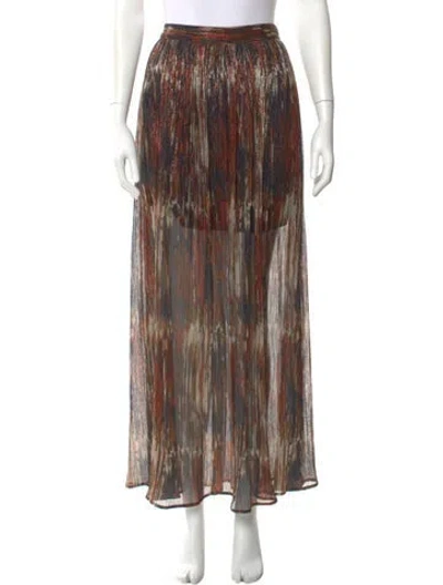 Pre-owned Ramy Brook Printed Long Skirt In Brown