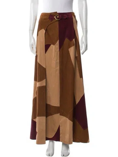 Pre-owned Ramy Brook Printed Long Skirt In Brown