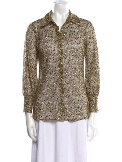 Pre-owned Ramy Brook Printed Long Sleeve Button-up Top In Multi