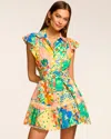 Ramy Brook Marceline Belted Cotton Poplin Mini Shirtdress In Garden Print