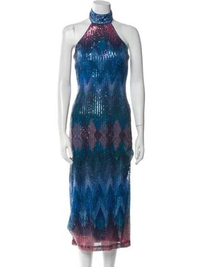 Pre-owned Ramy Brook Printed Midi Length Dress In Blue