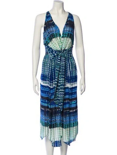 Pre-owned Ramy Brook Printed Midi Length Dress In Blue