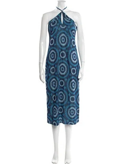 Pre-owned Ramy Brook Printed Midi Length Dress In Blue