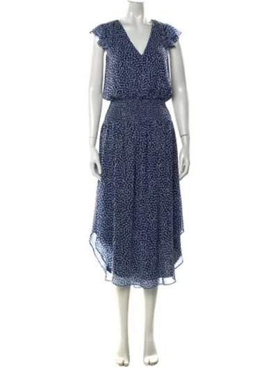 Pre-owned Ramy Brook Printed Midi Length Dress In Blue