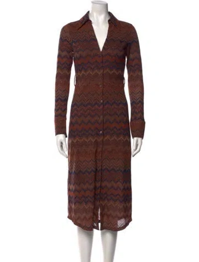 Pre-owned Ramy Brook Printed Midi Length Dress In Brown