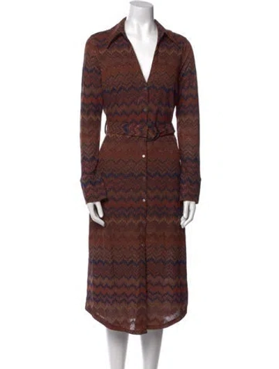 Pre-owned Ramy Brook Printed Midi Length Dress In Brown