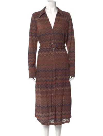 Pre-owned Ramy Brook Printed Midi Length Dress In Brown