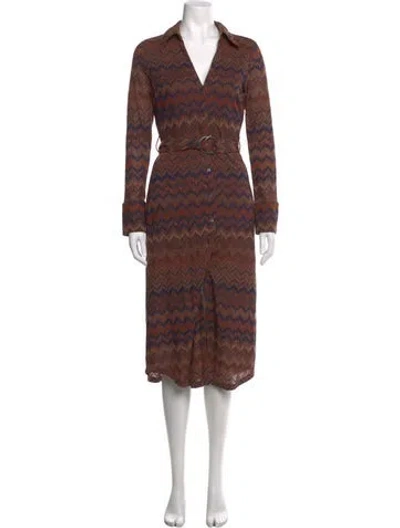 Pre-owned Ramy Brook Printed Midi Length Dress In Brown