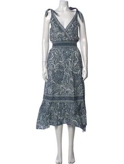 Pre-owned Ramy Brook Printed Midi Length Dress W/ Tags In Blue