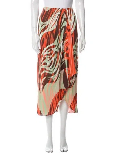 Pre-owned Ramy Brook Printed Midi Length Skirt In Orange