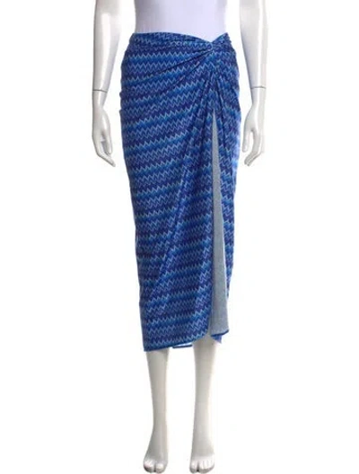 Pre-owned Ramy Brook Printed Midi Length Skirt W/ Tags In Blue