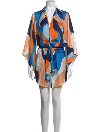Pre-owned Ramy Brook Printed Mini Dress In Blue