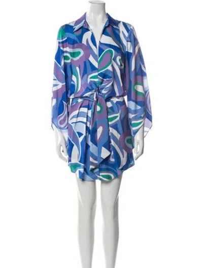 Pre-owned Ramy Brook Printed Mini Dress W/ Tags In Blue