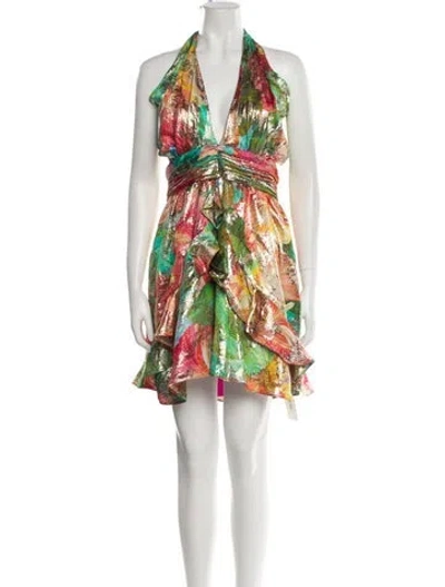 Pre-owned Ramy Brook Printed Mini Dress W/ Tags In Green
