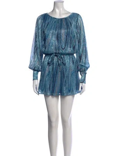 Pre-owned Ramy Brook Printed Mini Dress W/ Tags In Silver