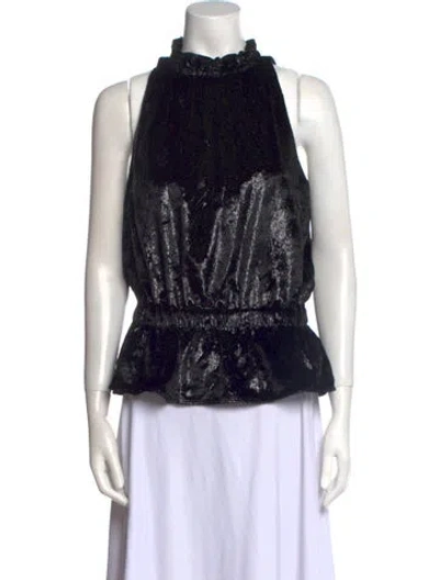 Pre-owned Ramy Brook Printed Mock Neck Blouse In Black