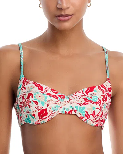 Ramy Brook Printed Mona Bikini Top In Red
