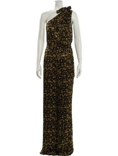 Pre-owned Ramy Brook Printed One-shoulder Jumpsuit In Black