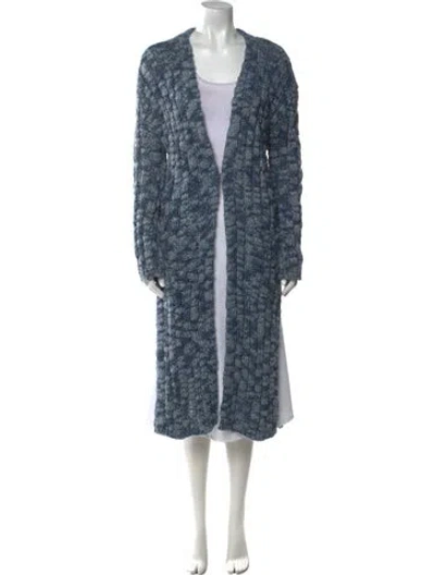Pre-owned Ramy Brook Printed Open Front Sweater In Blue