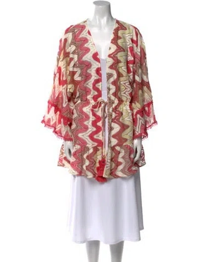 Pre-owned Ramy Brook Printed Open Front Sweater In Multi