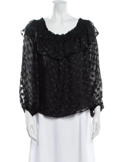 Pre-owned Ramy Brook Printed Scoop Neck Blouse In Black
