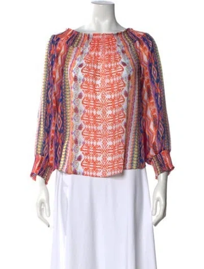 Pre-owned Ramy Brook Printed Scoop Neck Blouse In Pink