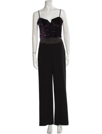 Pre-owned Ramy Brook Printed Square Neckline Jumpsuit In Black