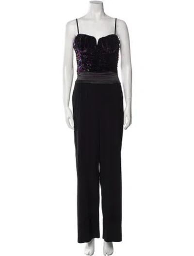 Pre-owned Ramy Brook Printed Square Neckline Jumpsuit In Black