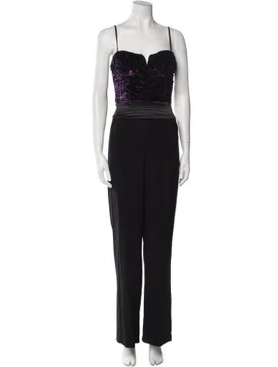 Pre-owned Ramy Brook Printed Square Neckline Jumpsuit In Black